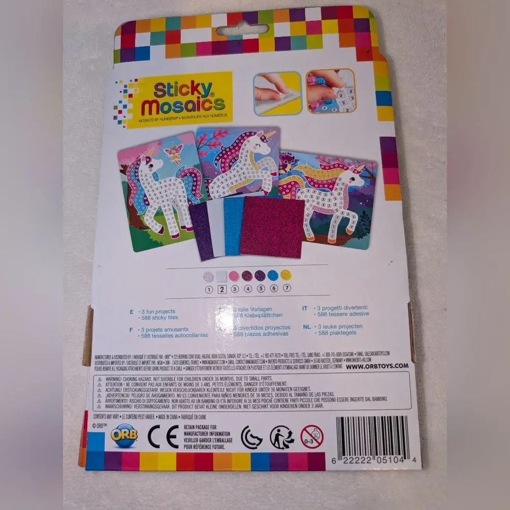 Orb Toys Sticky Mosaics Mosaics By Numbers